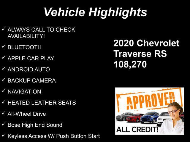 used 2020 Chevrolet Traverse car, priced at $19,284