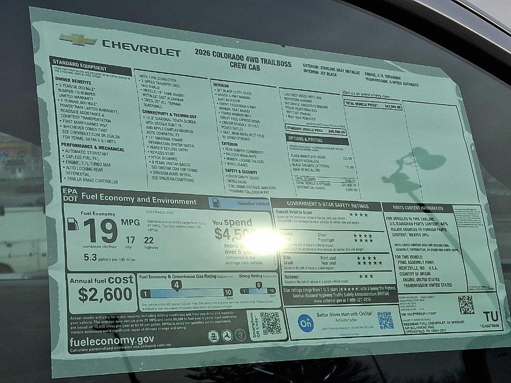 new 2026 Chevrolet Colorado car, priced at $40,351