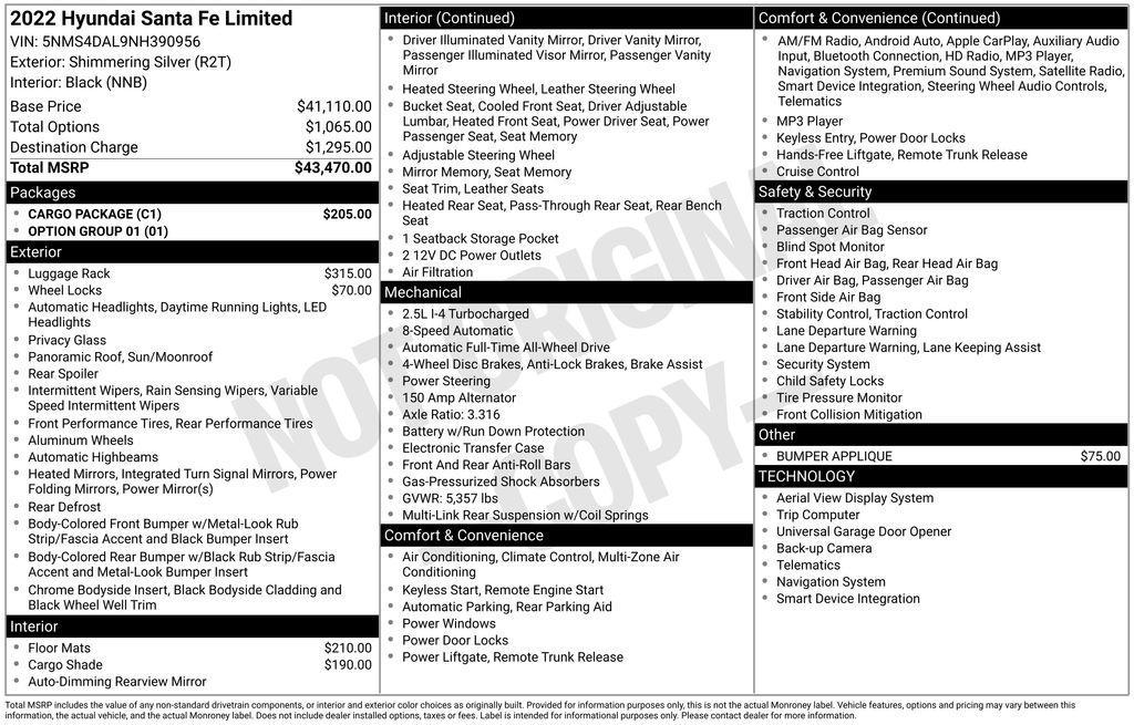 used 2022 Hyundai Santa Fe car, priced at $29,872