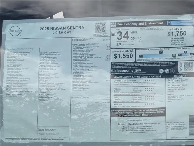 new 2025 Nissan Sentra car, priced at $25,250