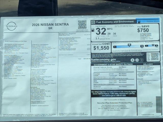 new 2026 Nissan Sentra car, priced at $27,942