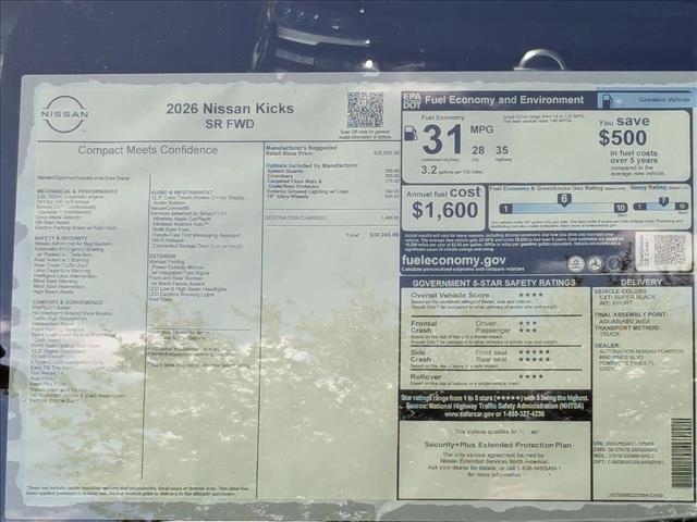 new 2026 Nissan Kicks car, priced at $29,245