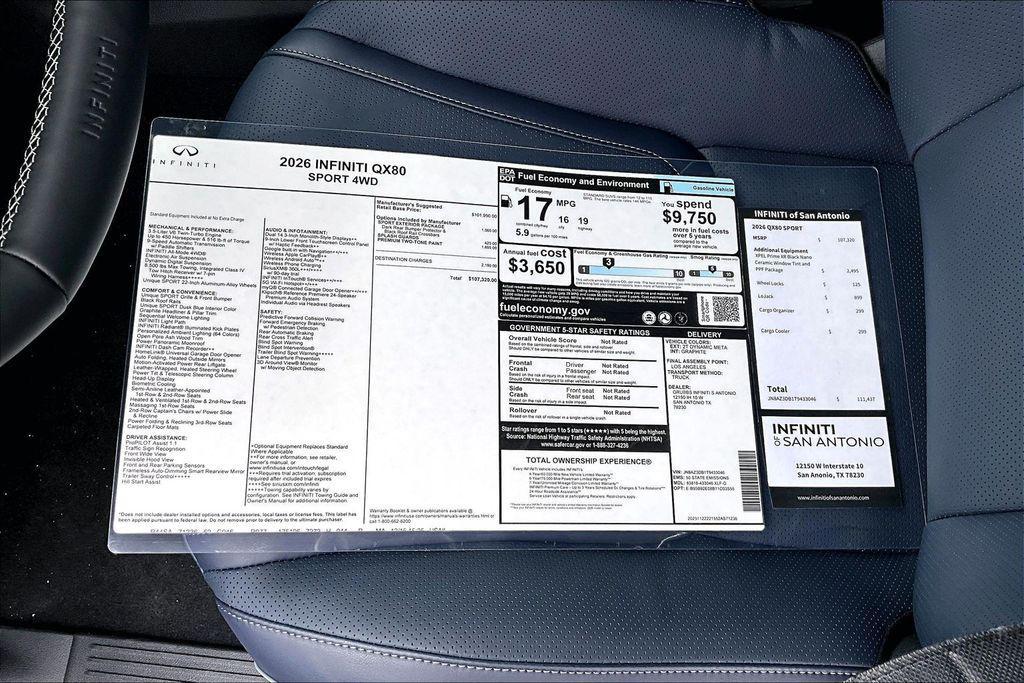 new 2026 INFINITI QX80 car, priced at $107,320