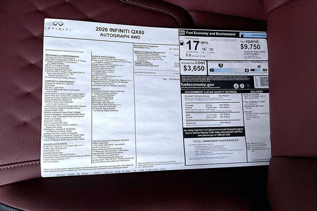new 2026 INFINITI QX80 car, priced at $103,299