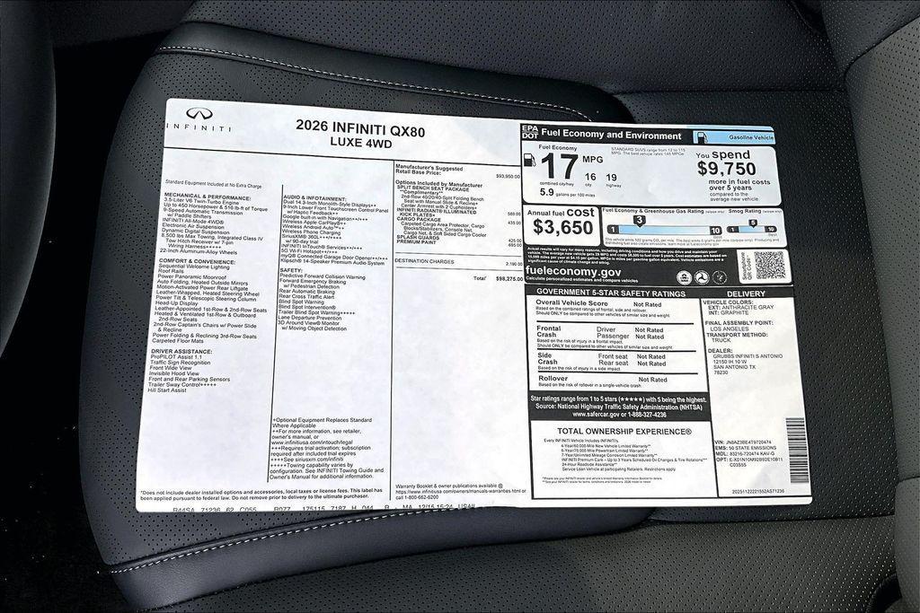 new 2026 INFINITI QX80 car, priced at $87,371