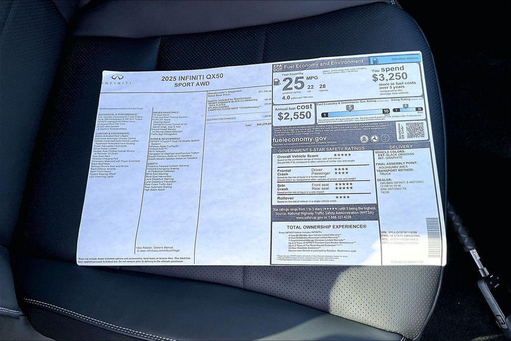 new 2025 INFINITI QX50 car, priced at $46,770