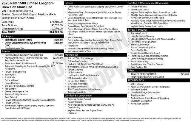 new 2026 Ram 1500 car, priced at $70,957