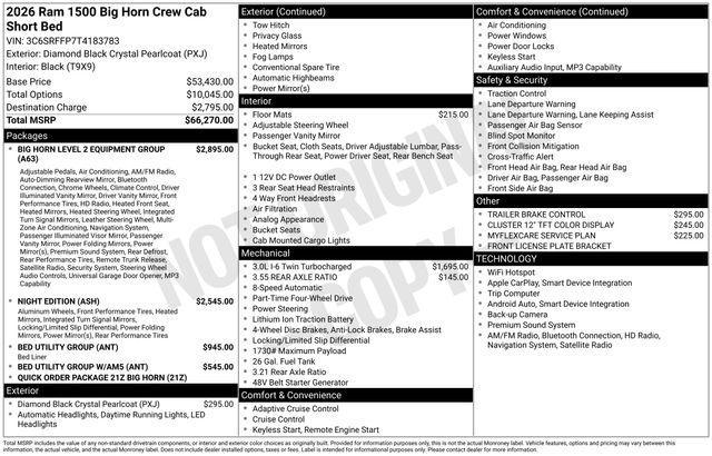 new 2026 Ram 1500 car, priced at $52,087
