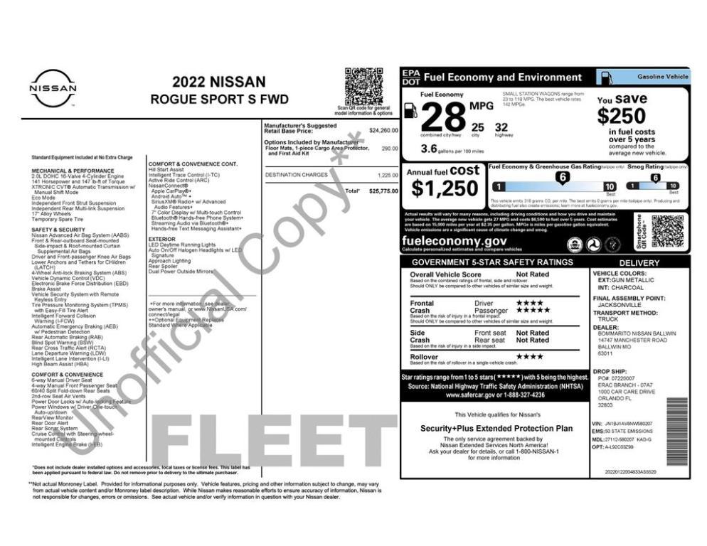 used 2022 Nissan Rogue Sport car, priced at $16,000