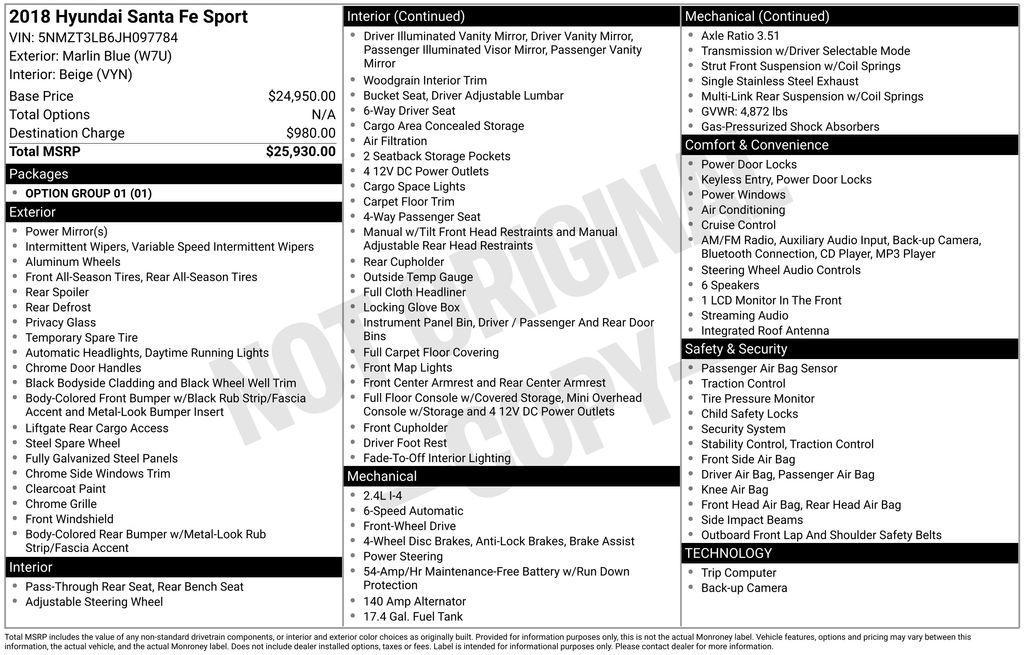 used 2018 Hyundai Santa Fe Sport car, priced at $8,609