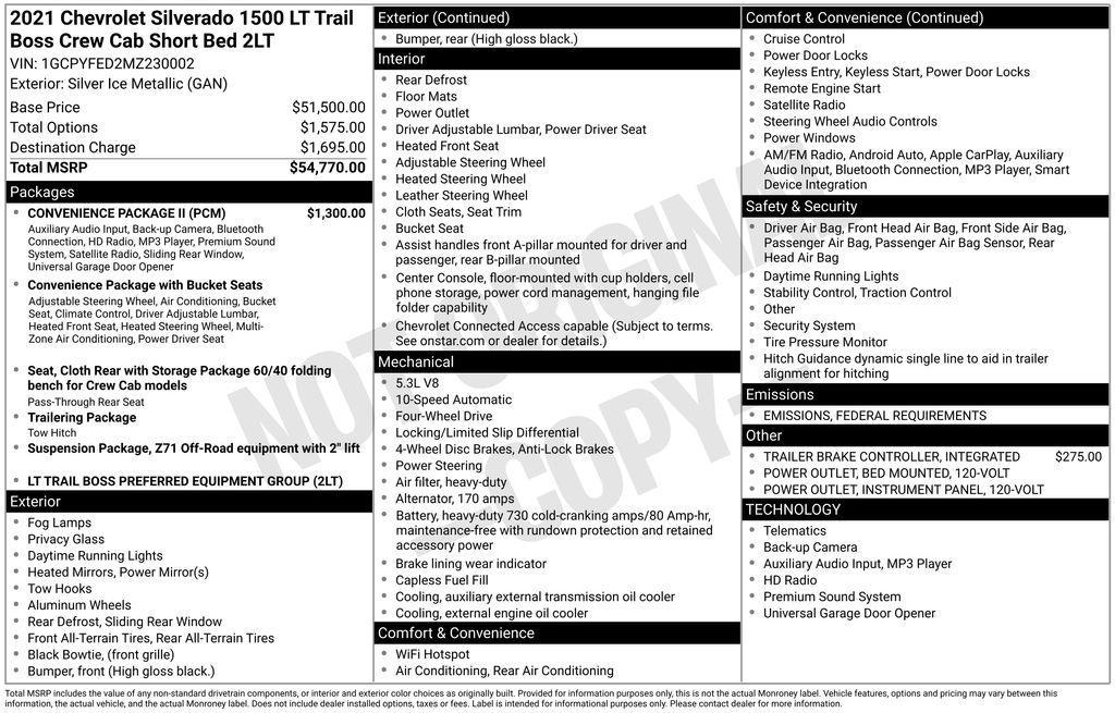 used 2021 Chevrolet Silverado 1500 car, priced at $31,000