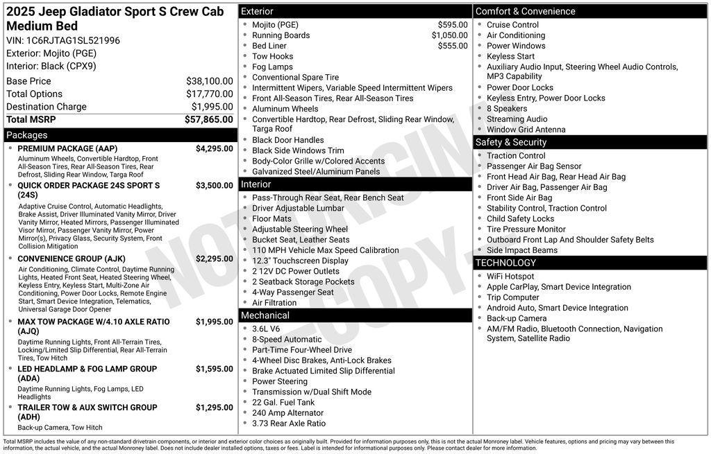 new 2025 Jeep Gladiator car, priced at $50,798