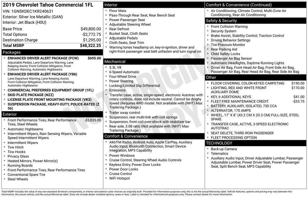 used 2019 Chevrolet Tahoe car, priced at $16,500