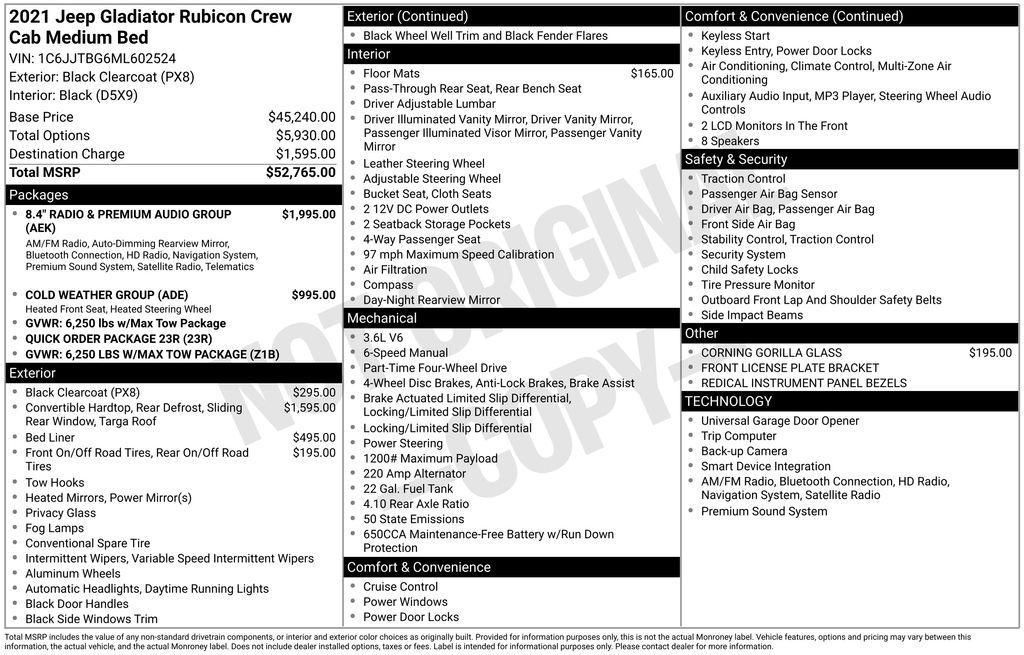 used 2021 Jeep Gladiator car, priced at $42,000