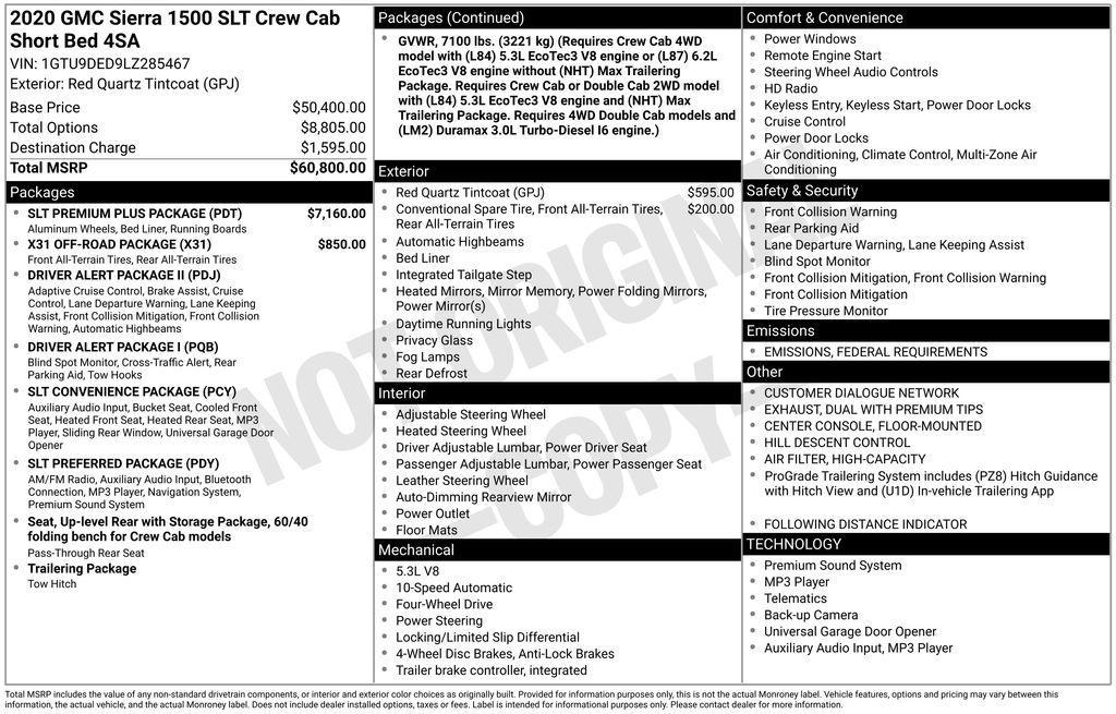 used 2020 GMC Sierra 1500 car, priced at $36,300