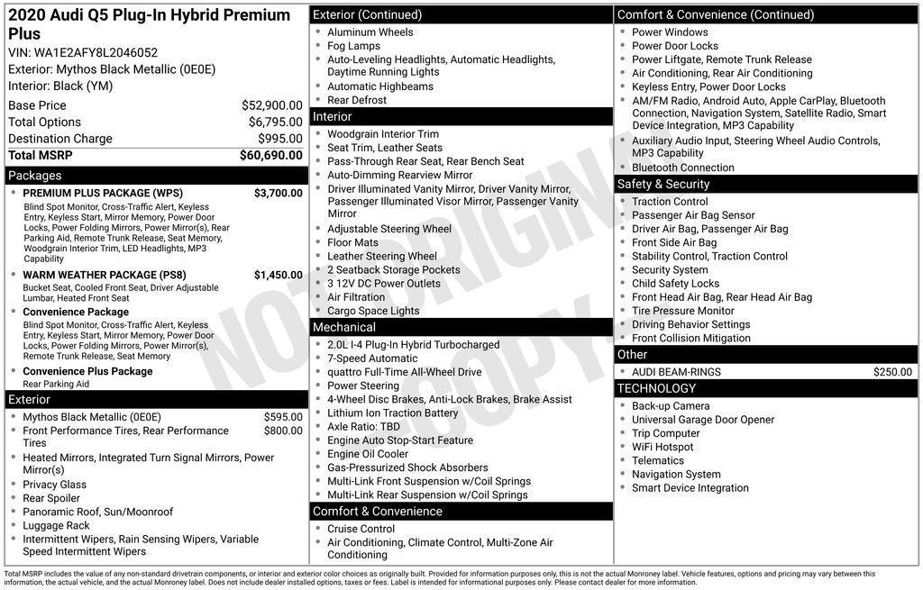used 2020 Audi Q5 e car, priced at $25,700