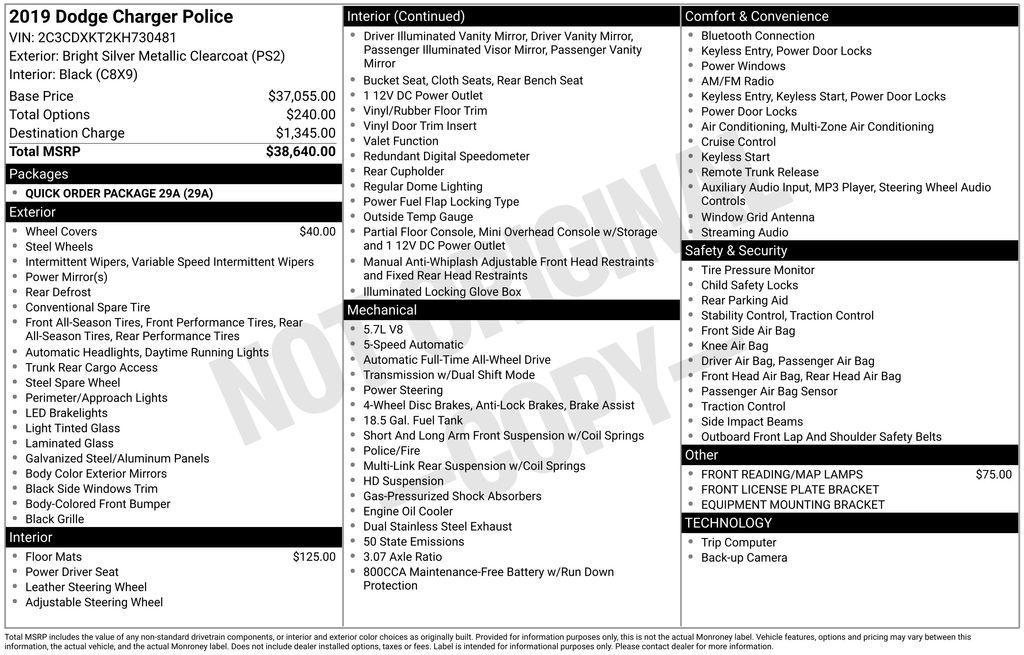 used 2019 Dodge Charger car, priced at $13,237