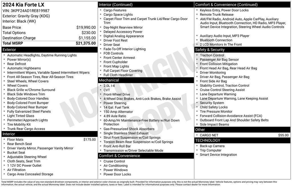 used 2024 Kia Forte car, priced at $15,100