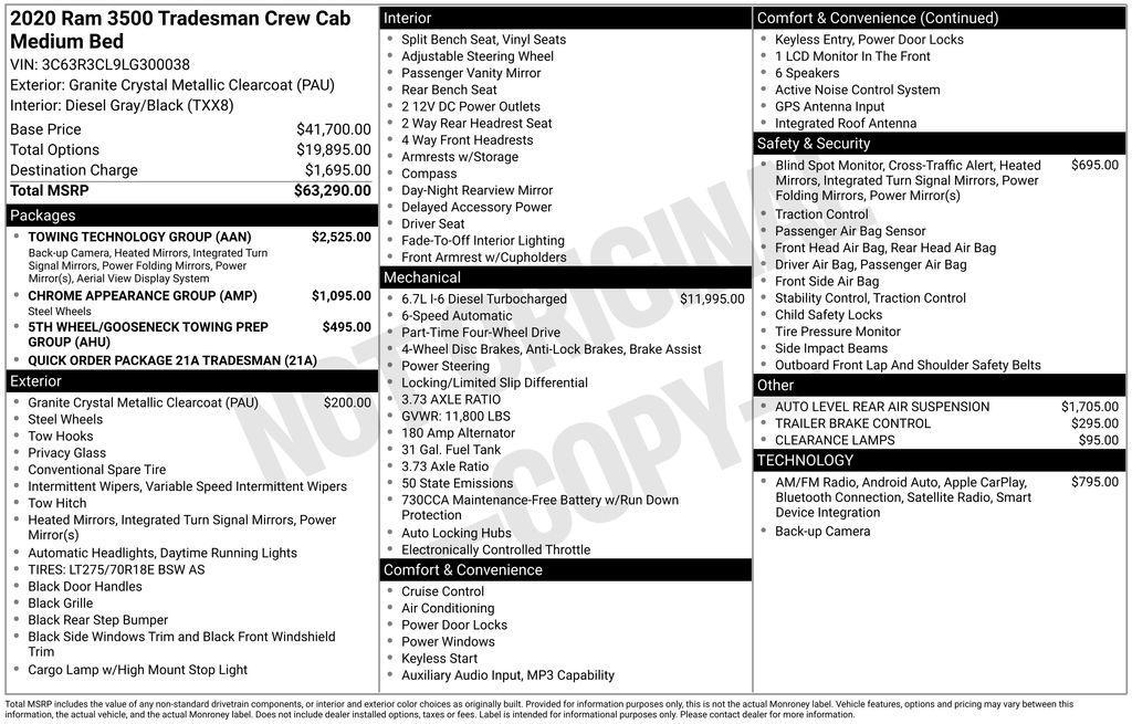used 2020 Ram 3500 car, priced at $41,900
