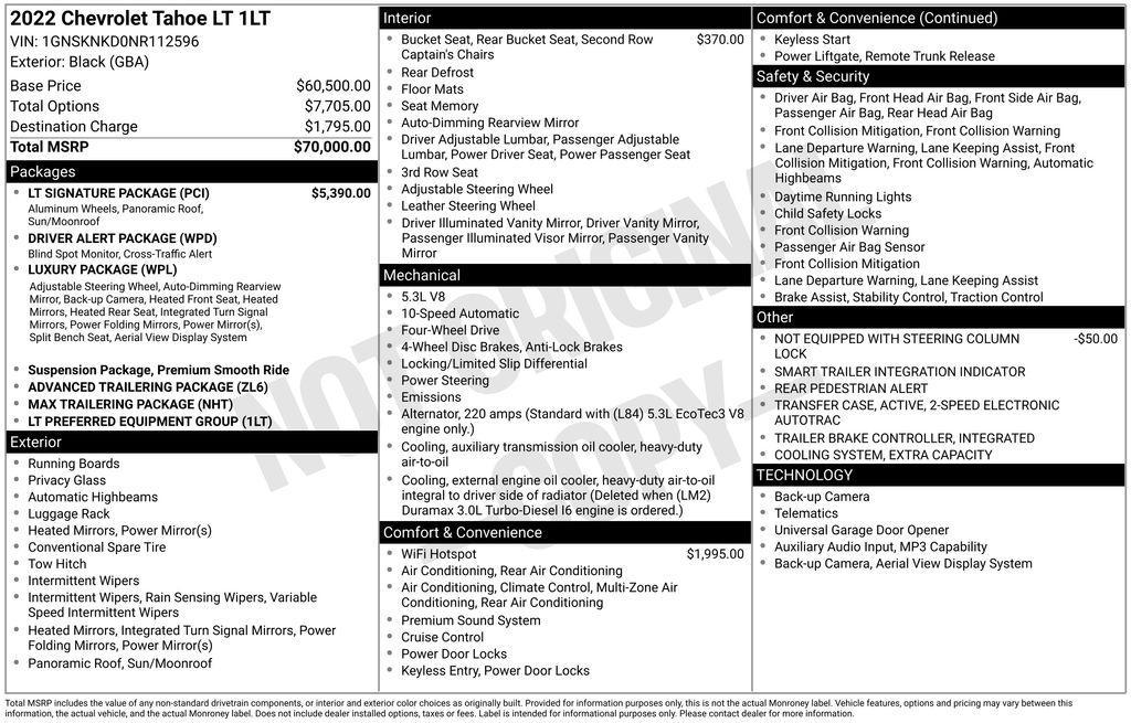 used 2022 Chevrolet Tahoe car, priced at $42,500