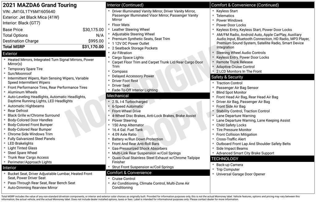 used 2021 Mazda Mazda6 car, priced at $20,700