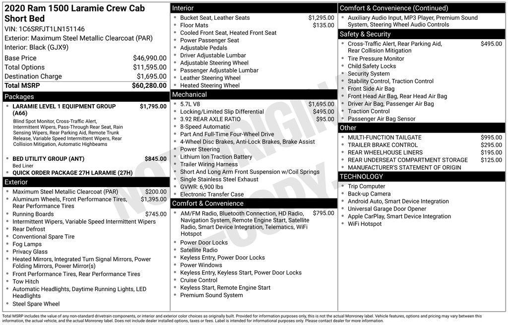 used 2020 Ram 1500 car, priced at $29,650