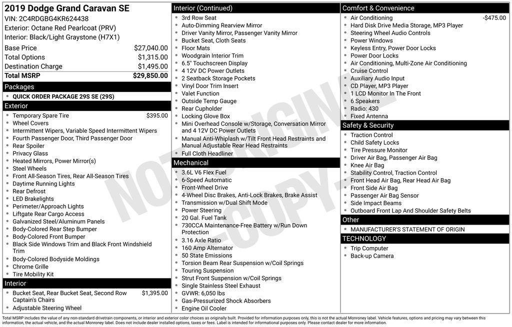 used 2019 Dodge Grand Caravan car, priced at $16,500