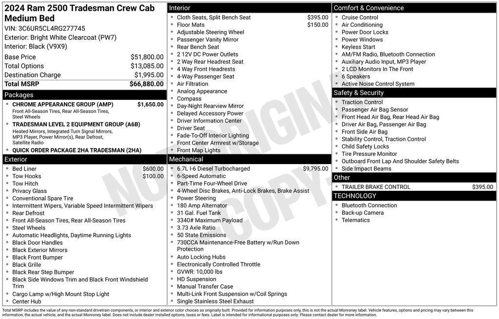 new 2024 Ram 2500 car, priced at $56,633