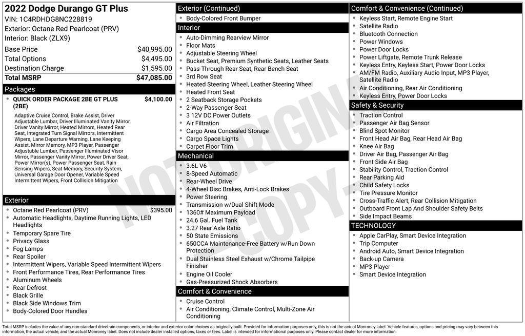 used 2022 Dodge Durango car, priced at $25,997