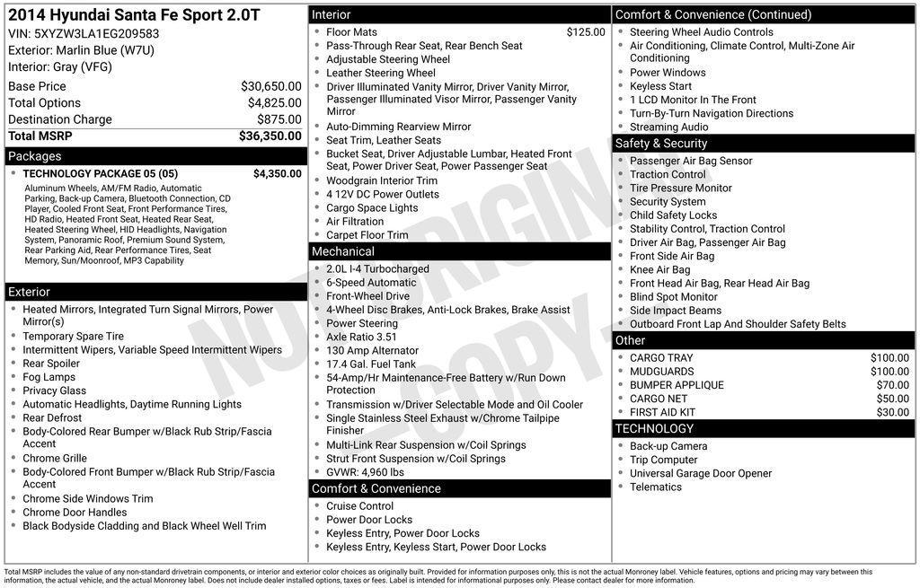 used 2014 Hyundai Santa Fe Sport car, priced at $7,700