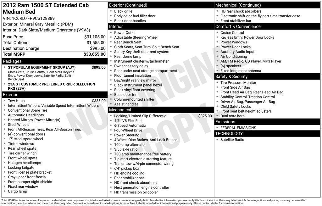 used 2012 Ram 1500 car, priced at $10,500