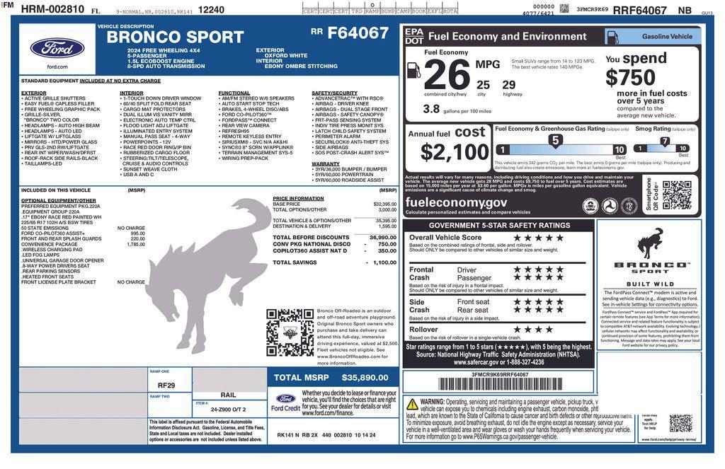 used 2024 Ford Bronco Sport car, priced at $29,699