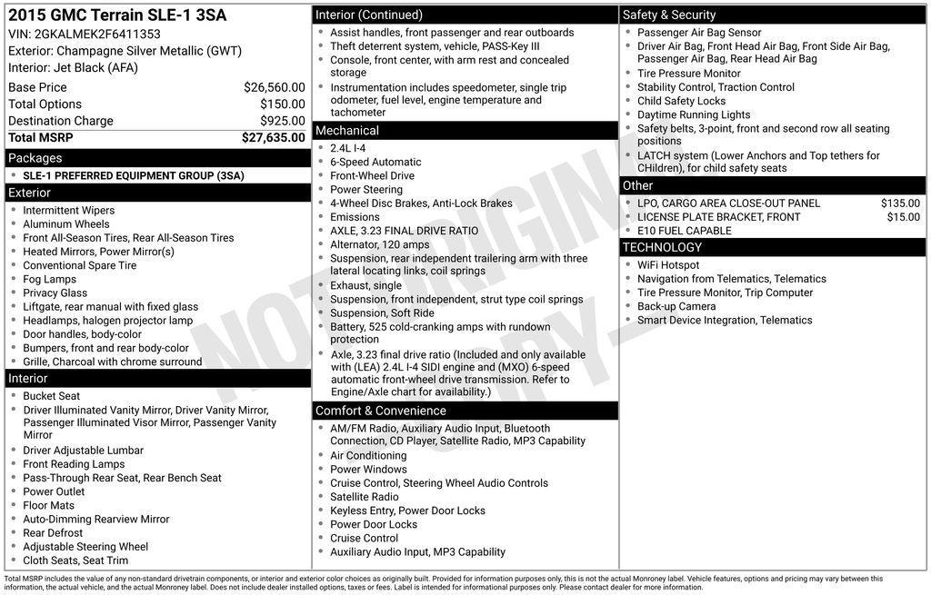 used 2015 GMC Terrain car, priced at $8,300