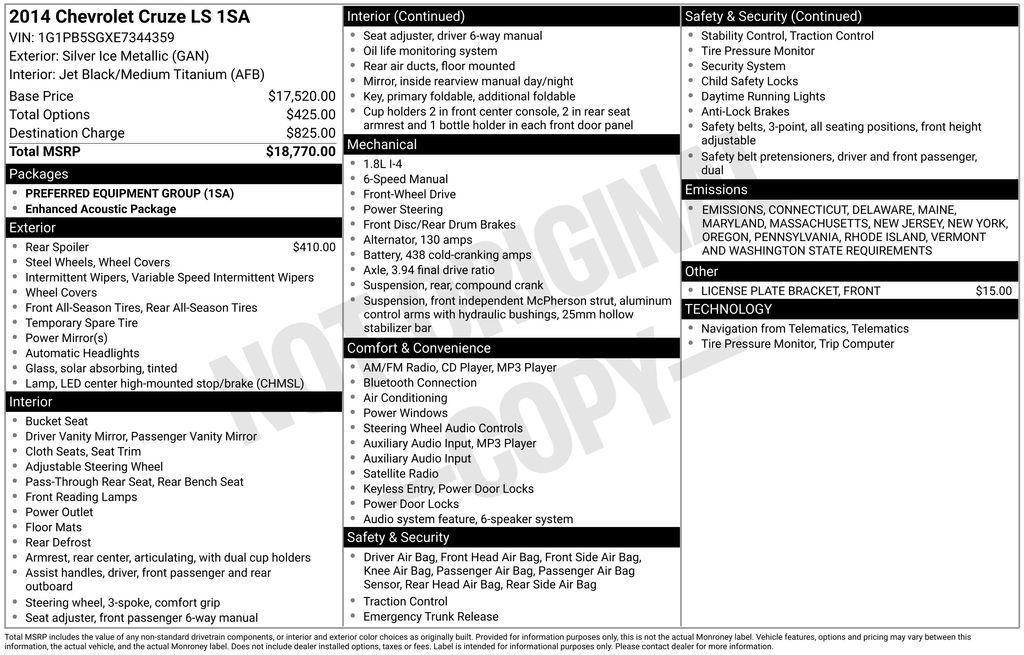 used 2014 Chevrolet Cruze car, priced at $5,800