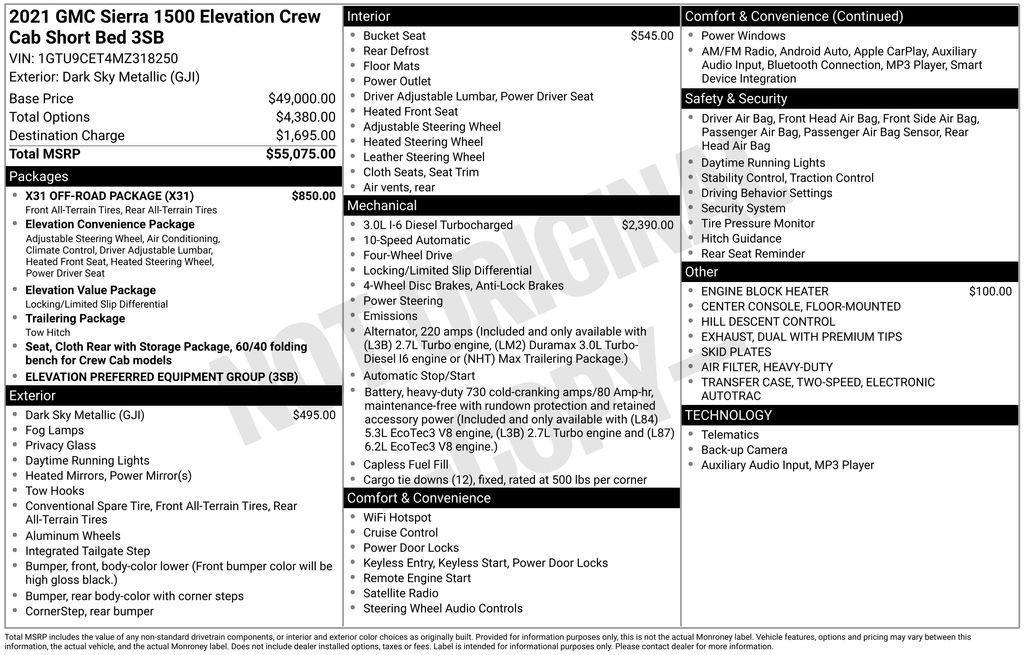 used 2021 GMC Sierra 1500 car, priced at $35,034