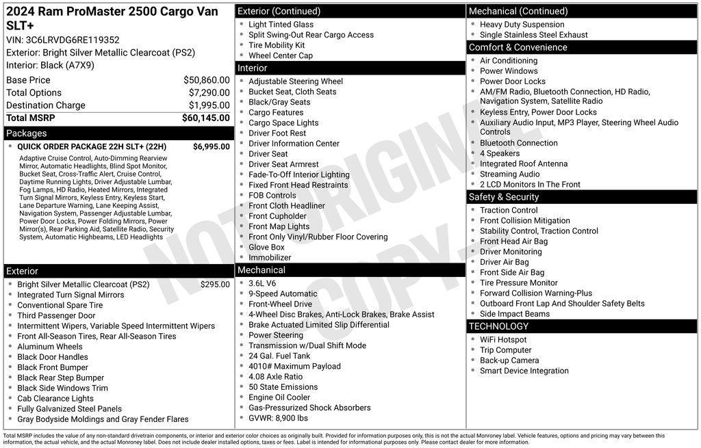 new 2024 Ram ProMaster 2500 car, priced at $52,881