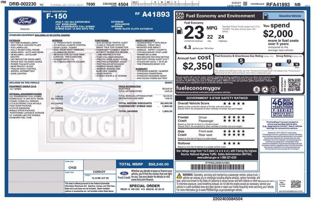 used 2024 Ford F-150 car, priced at $38,100