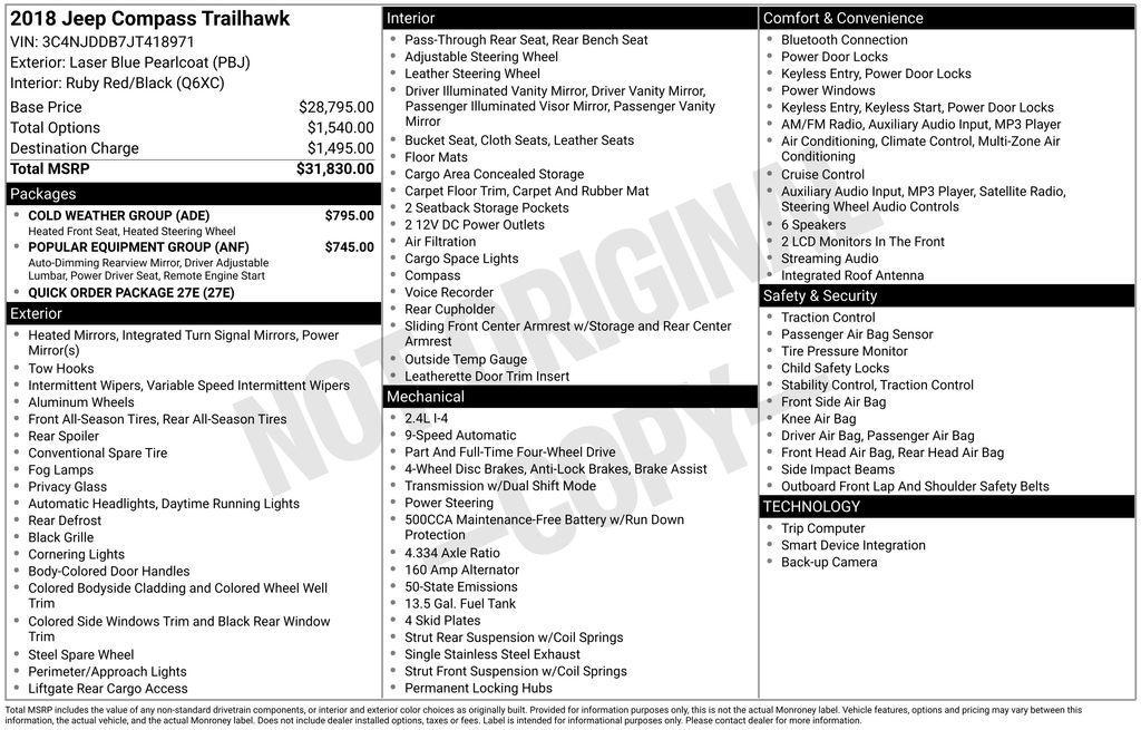 used 2018 Jeep Compass car, priced at $10,700