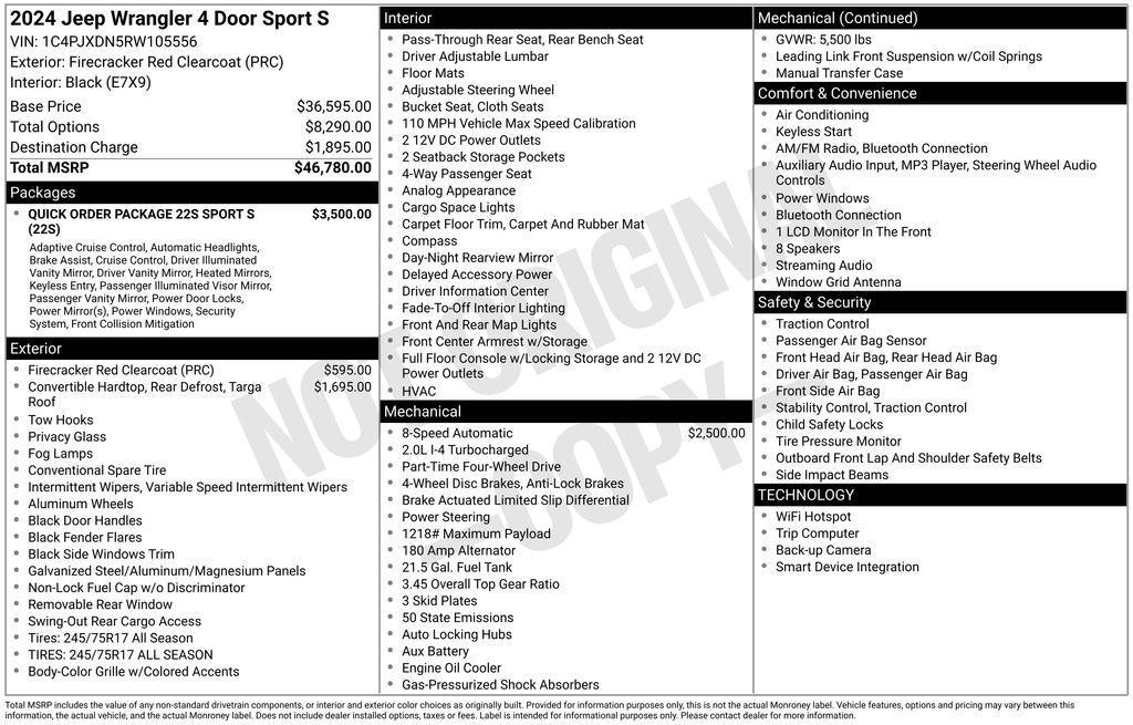 used 2024 Jeep Wrangler car, priced at $30,800