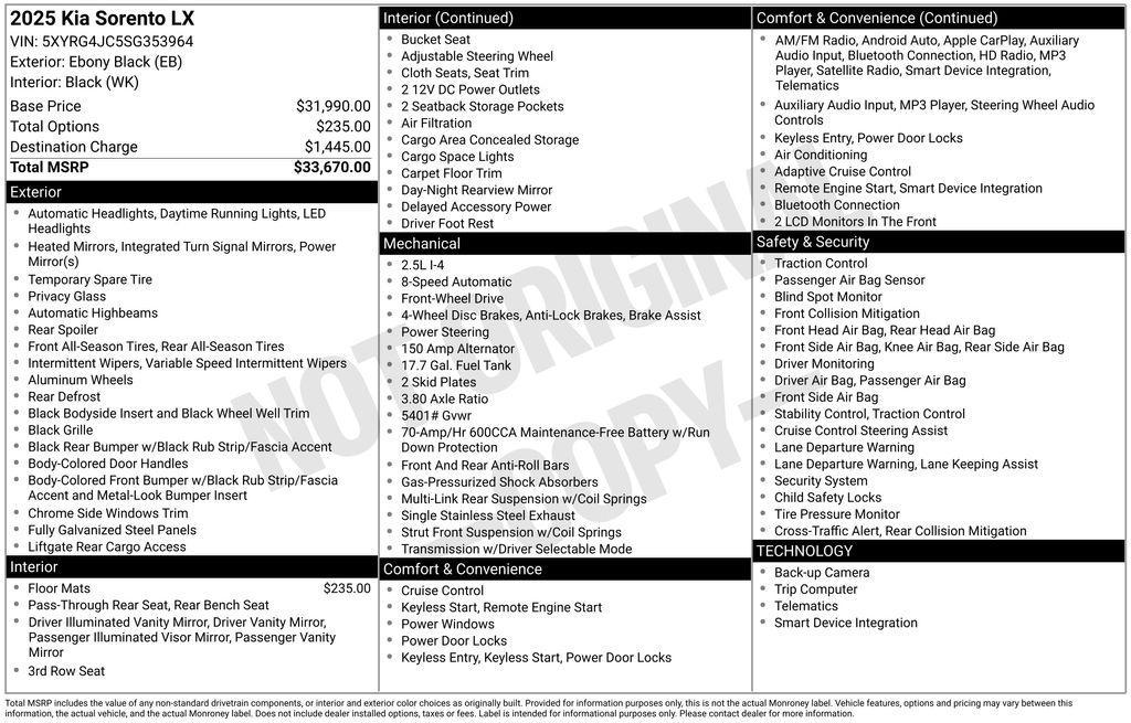 used 2025 Kia Sorento car, priced at $27,497