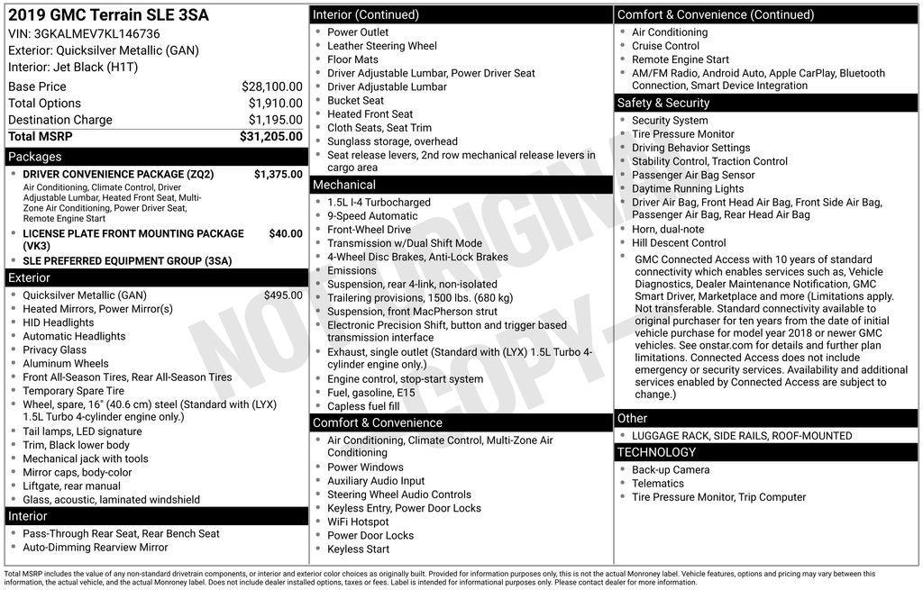 used 2019 GMC Terrain car, priced at $16,800