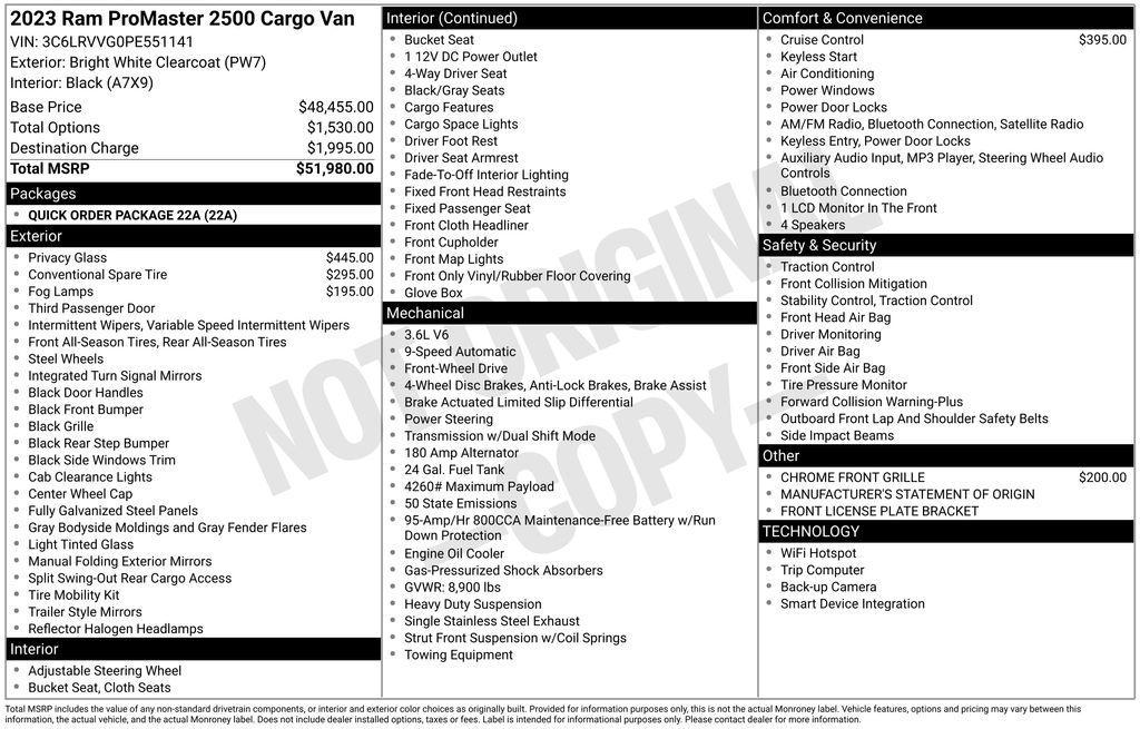 used 2023 Ram ProMaster 2500 car, priced at $27,200