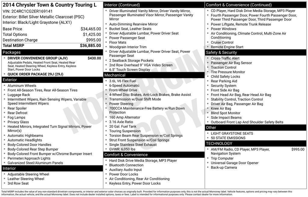 used 2014 Chrysler Town & Country car, priced at $6,497