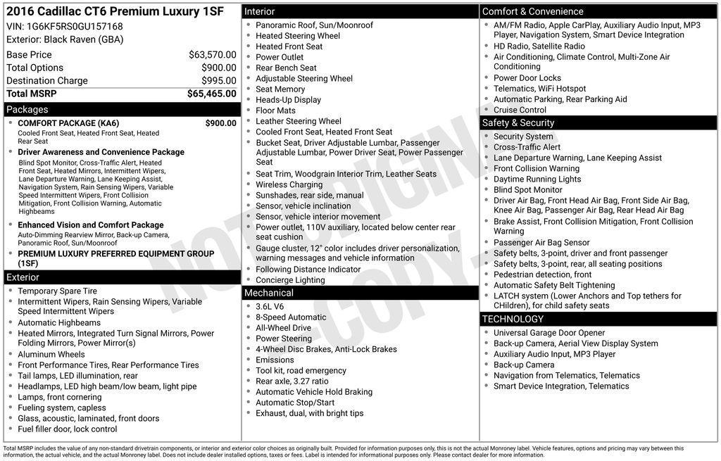 used 2016 Cadillac CT6 car, priced at $27,997