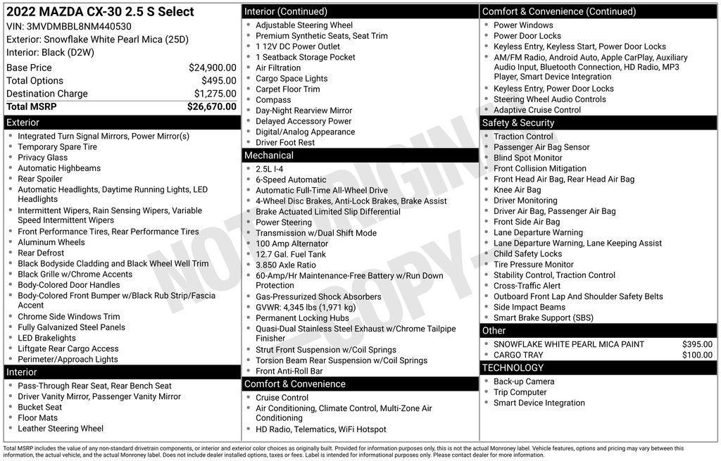 used 2022 Mazda CX-30 car, priced at $20,800