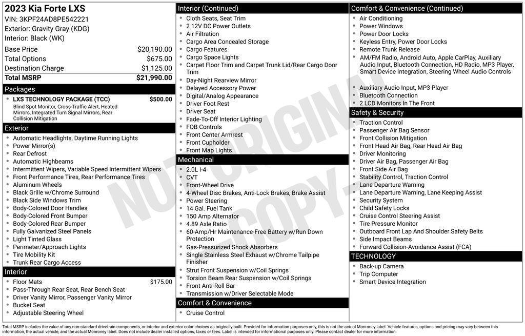 used 2023 Kia Forte car, priced at $16,600