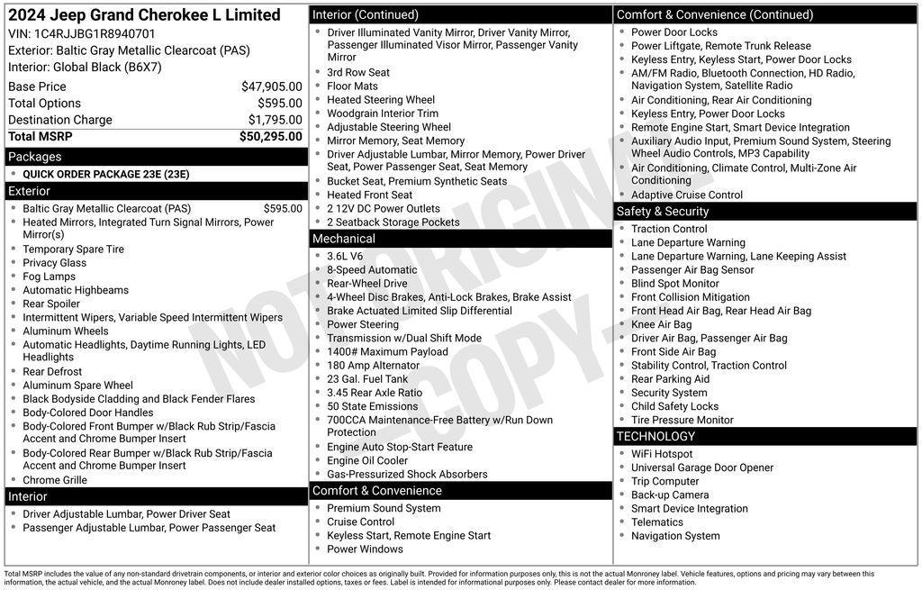 used 2024 Jeep Grand Cherokee L car, priced at $34,000