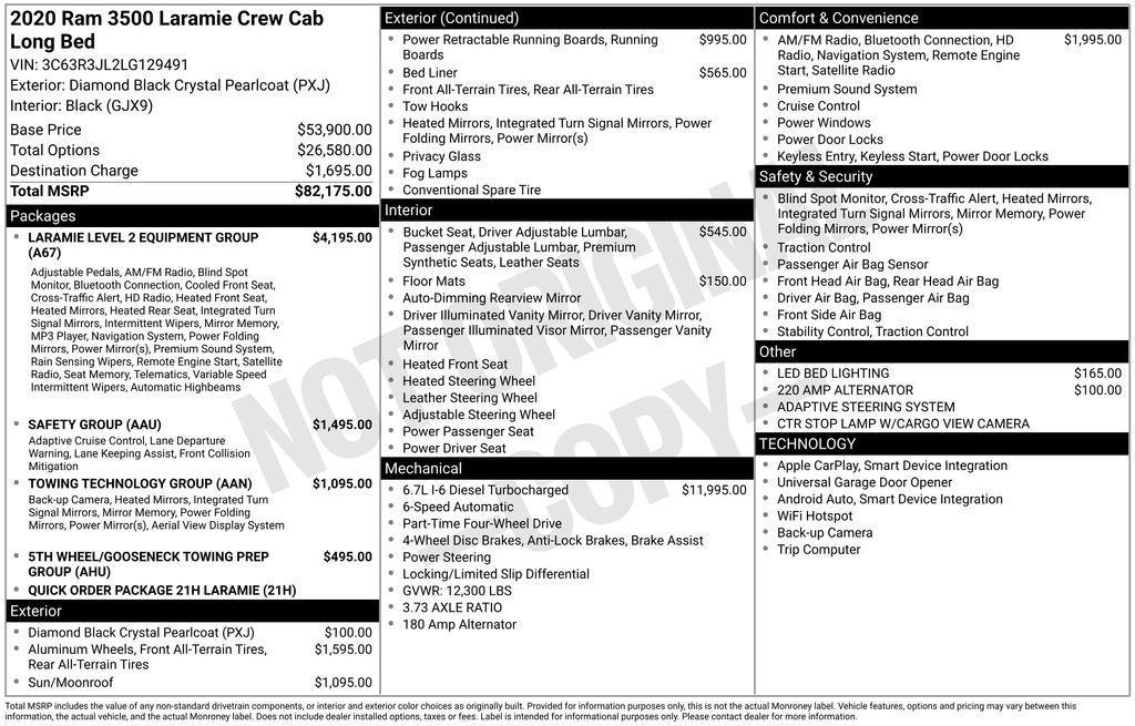 used 2020 Ram 3500 car, priced at $55,300