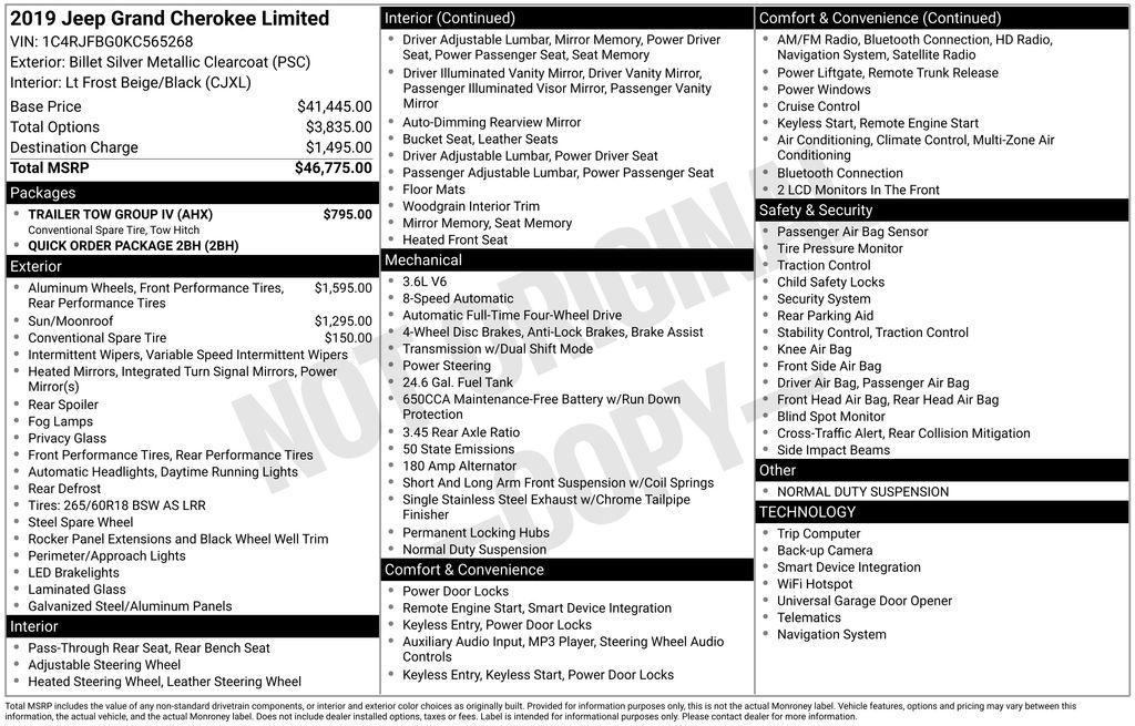 used 2019 Jeep Grand Cherokee car, priced at $17,597