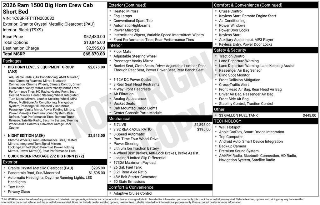 new 2026 Ram 1500 car, priced at $57,367
